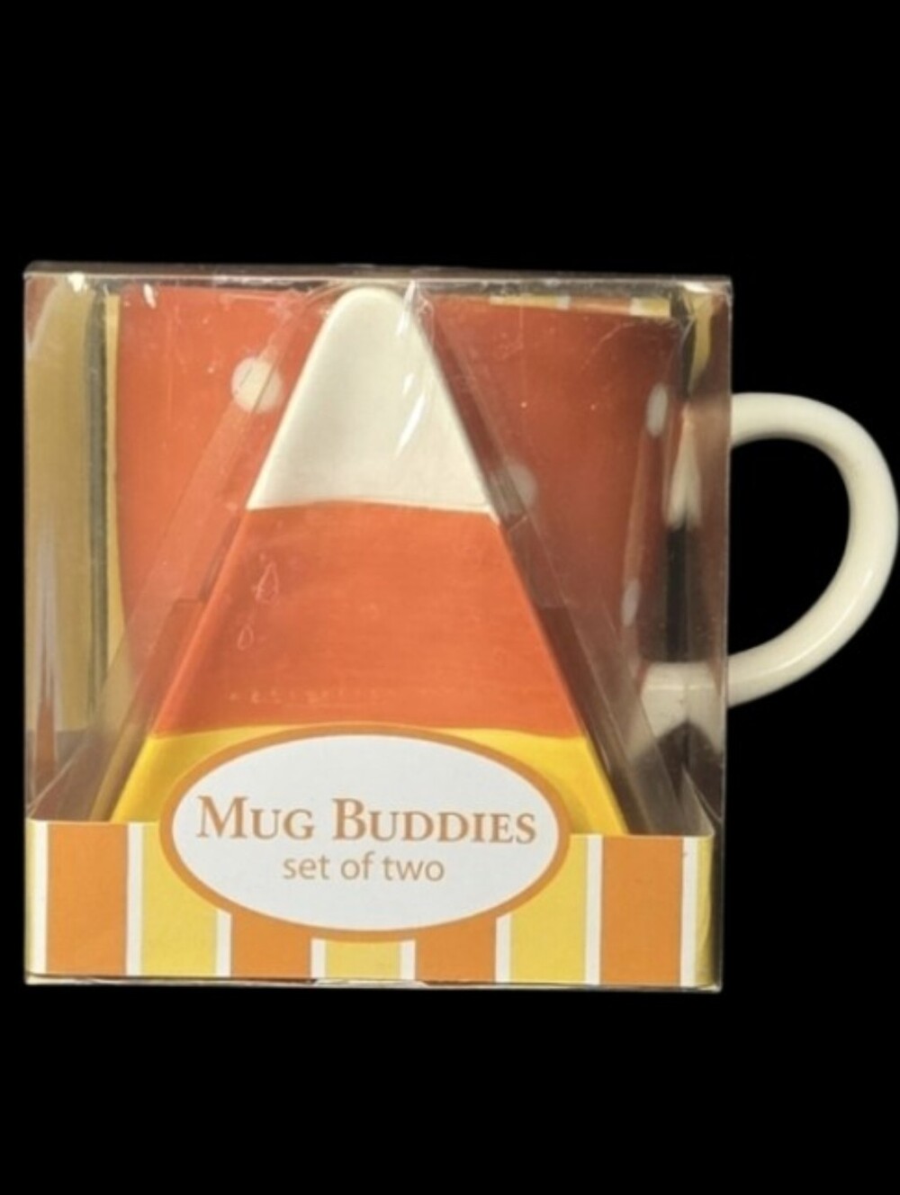 NEW 2010 "Mug Buddies" Halloween Polka-Dot Mug And Candy Corn Spoon/Tea Bag Rest